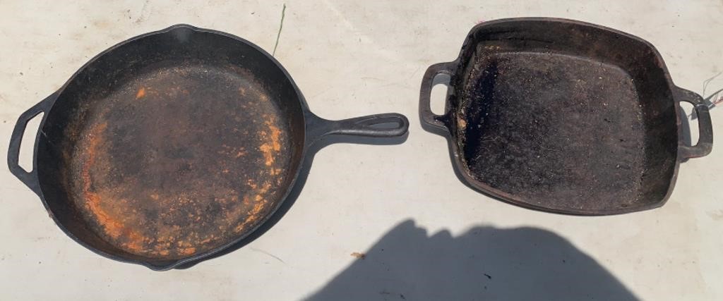 (2) CAST IRON SKILLETS