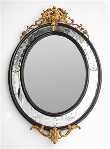 Venetian Ebonized & Giltwood Framed Mirror