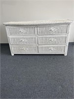 White wicker dresser 55long 18 deep and 29 tall