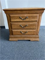 Solid wood 3 drawer night stand.-Finish.is worn