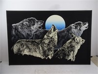 34" x 22" Screen Print on Canvas Wolf Wall Art