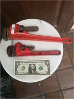 Two Pipe Wrenches 14" & 10"