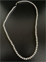 Sterling Silver Beaded Necklace 11in long clasp