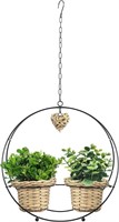 Metal Hanging Planter Wicker Pots Indoor Plants