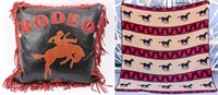 Contemporary Southwestern Blanket & Leather Pillow