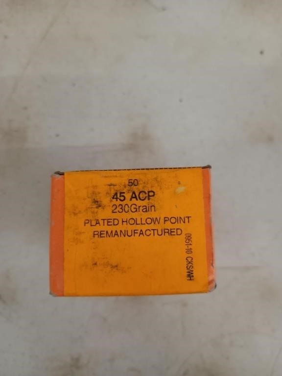 50 rounds 45 ACP 230 gr plated hollow point