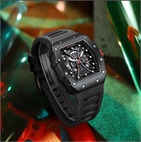 Black on black Skeleton Time Piece Watch