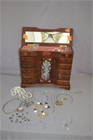 146: Jewelry box w/ assorted costume jewelry, sets