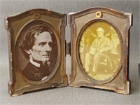 Antique Fold Frame Jefferson Davis & Rob E Lee