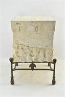Marble or Similar Pedestal Stand on Metal Frame