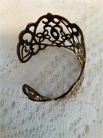 Large lace Goldtone Cuff Bracelet