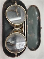 Vintage Glasses in Metal Glass Case