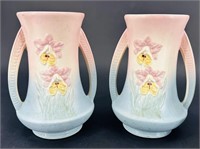 2 MCM Hull Pottery Iris Vases