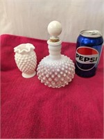 Fenton Opalescent Hobnail Perfume Bottle & Vase