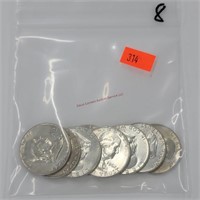 8- Franklin Half Dollars - Near UNC