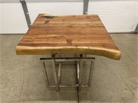 Butcher Block Style Table with Metal Legs
