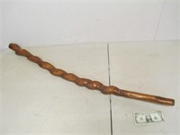 Vintage Swivel Wood Carved Walking Stick - 49"