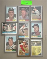 10 1961 Topps MLB Baseball Cards w/ Holders