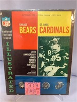 Bears vs Cardinals Sept 3 1965 program W/ ticket