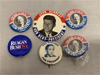 6 Vintage Political Buttons