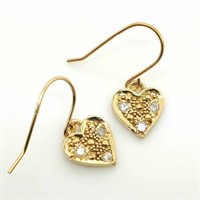 18K Yellow Gold Diamond Heart Shaped Hanging