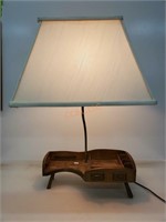Vintage wood Organizer table lamp
