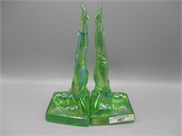 Pair Lady Bookends in green carnival