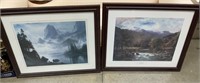 (2) Framed Pictures of Mountains and Stream