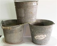 Three 10 Quart Galvanized Buckets