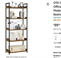 OTK 5 Tier Bookshelf with 2 Hooks,