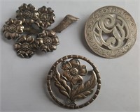 Sterling brooches (3)
