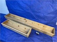 Wood Planter Box Pair, 25x7.5x4", 49x7.5x4"