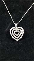 18" 10kt White Gold Heart Necklace with Diamonds