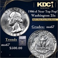 1986-d Washington Quarter Near Top Pop! 25c Graded