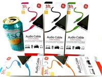 5x Câble audio 3' GE auxiliaire 3.5mm, neuf