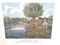 FLY FISHING FOR TROUT ENGRAVING 1988 PRINT 20"X26"