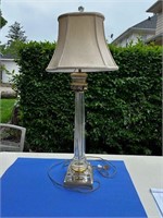 Crystal Pillar based lamp w/Brass Trim/Ivory Shade