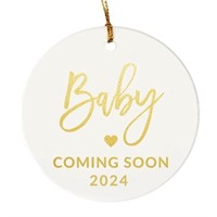 Kim and Pom Pregnancy Announcement Ornament, Baby