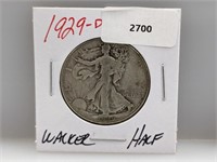 1929-D 90% Silver Walker Half $1 Dollar