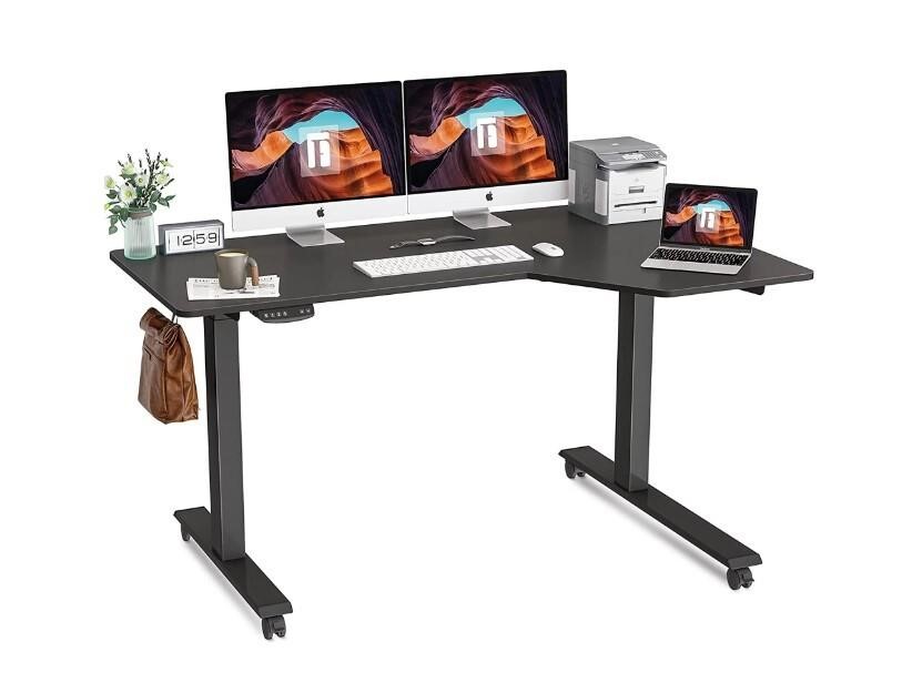 FEZIBO Reversible LShape ElectricStandingDesk 55in