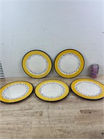 set of 5 hand painted plates