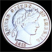 1911-S Barber Silver Dime CLOSELY UNCIRCULATED