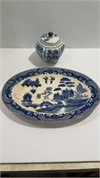 Vtg. Blue Willow Japan 13” Platter With Some Age