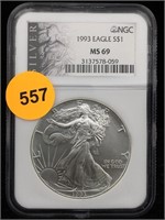 MS69 NGC 1993 Silver American Eagle