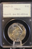1963-D MS64 Franklin Silver Half Dollar