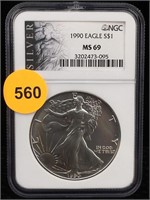 MS69 NGC 1990 Silver American Eagle