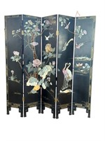 Asian Mid Century 5 Paneled Room Screen