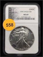 MS69 NGC 1992 Silver American Eagle