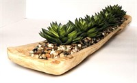 Faux Succulent Centerpiece in Carved