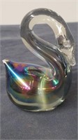 Beautiful Swan glass Carnival colored paperweight